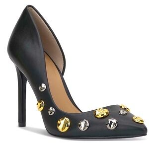 I.N.C. Kenjay d'Orsay Black Pump w. Gold & Silver Accents NEW - Size 9